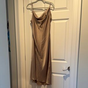 Urban Outfitters Satin Cowl Slip Dress - Taupe